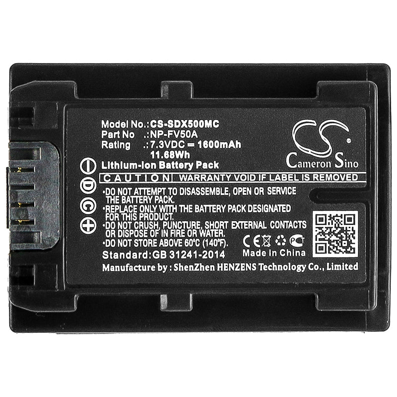 Replacement Battery for Sony FDR-AX33 – Camera – 1600mAh / 11.68Wh / 7.3V