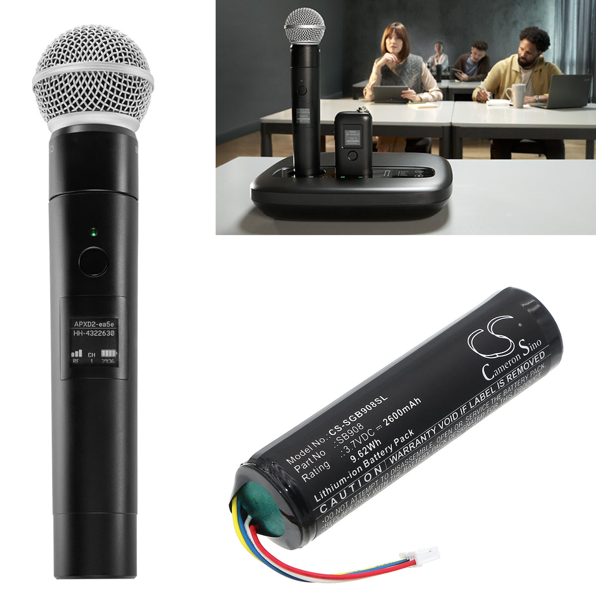 Replacement Battery for Shure neXt 2 MXW2X Handheld Microphone – Transmitters & Receiver – 2600mAh / 3.7V