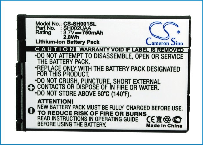 Replacement Battery for Sharp SH001 – Mobile, SmartPhone – 750mAh / 3.7V