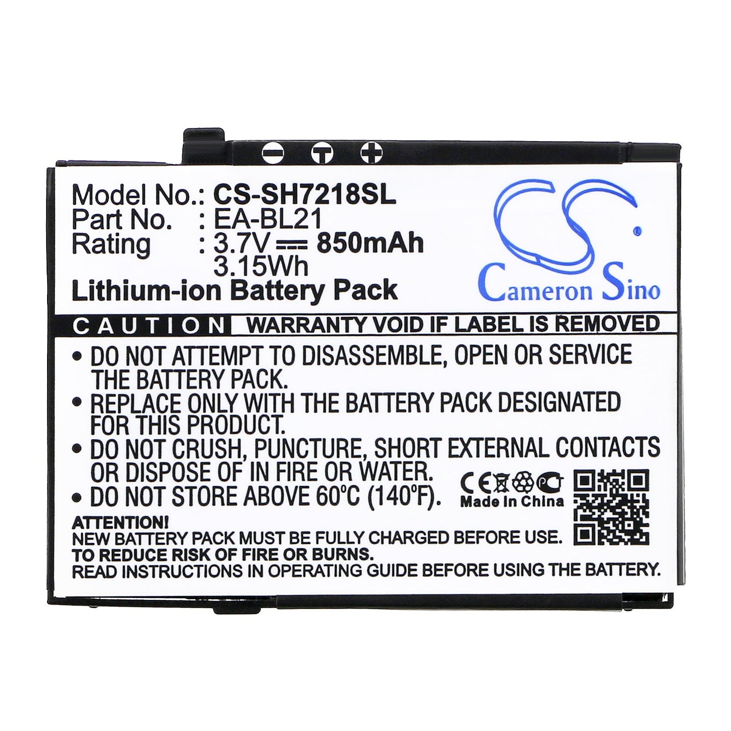 Replacement Battery for Sharp SH7218C – Mobile, SmartPhone – 850mAh / 3.7V