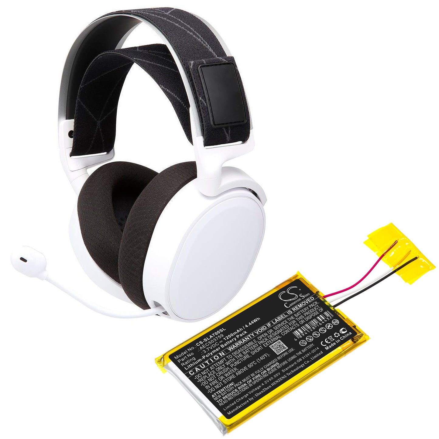 Replacement Battery for Steelseries Arctis 1 – Wireless Headset – 1200mAh / 4.44Wh / 3.7V