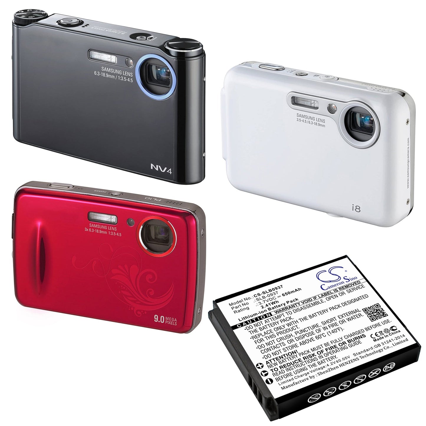 Replacement Battery for Samsung CL5 – Camera – 650mAh / 2.41Wh / 3.7V