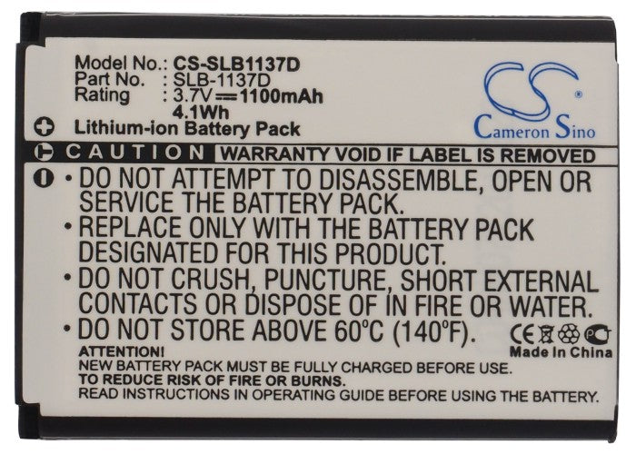 Replacement Battery for Samsung Digimax L74W – Camera – 1100mAh / 3.7V