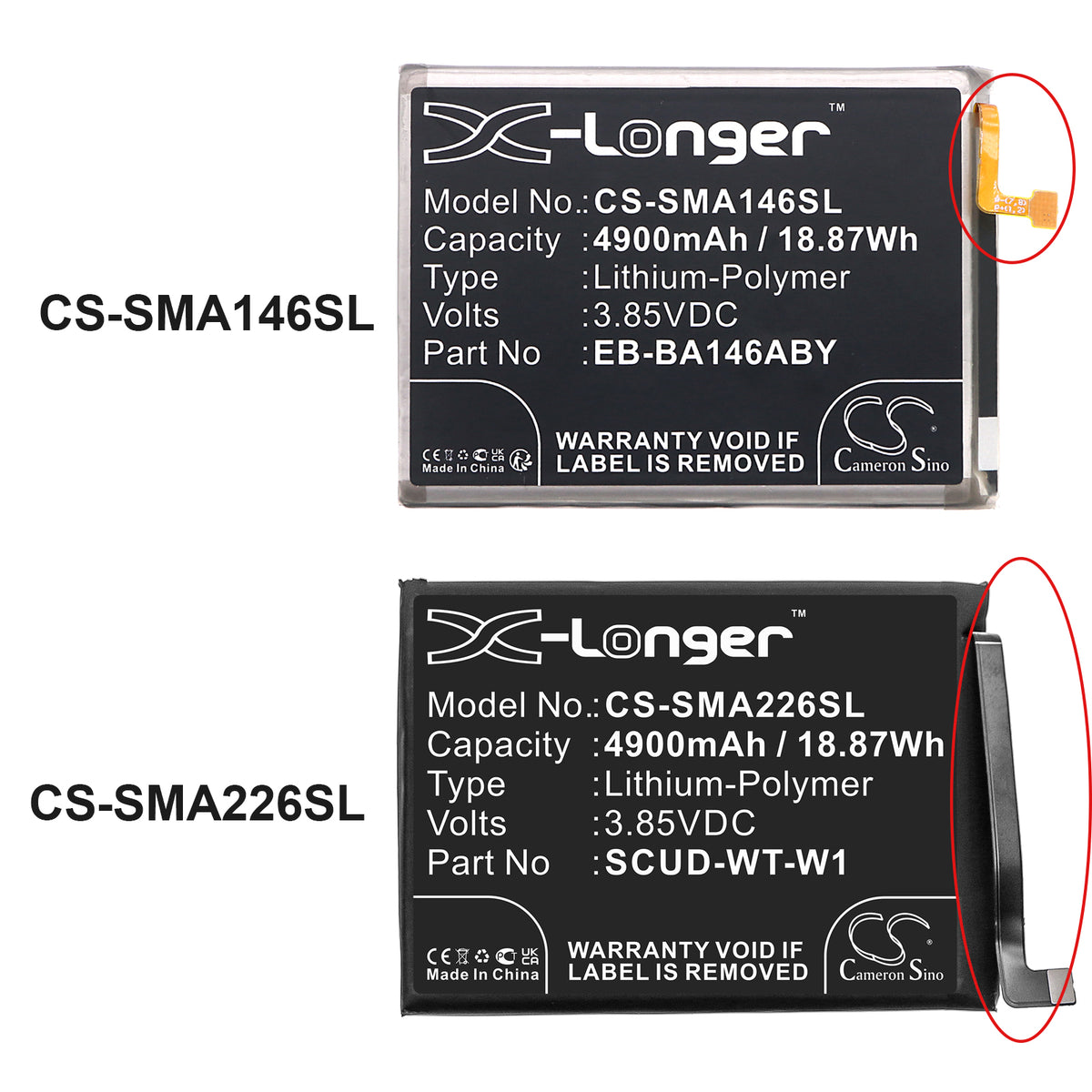 Replacement Battery for Samsung Galaxy A14 5G – Mobile, SmartPhone – 4900mAh / 3.85V