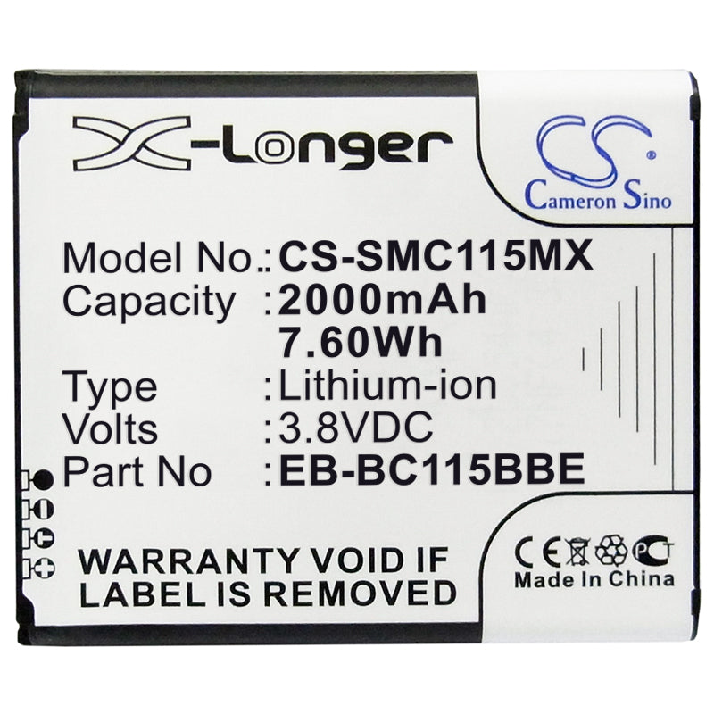 Replacement Battery for Samsung Galaxy K zoom – Camera – 2000mAh / 7.60Wh / 3.8V