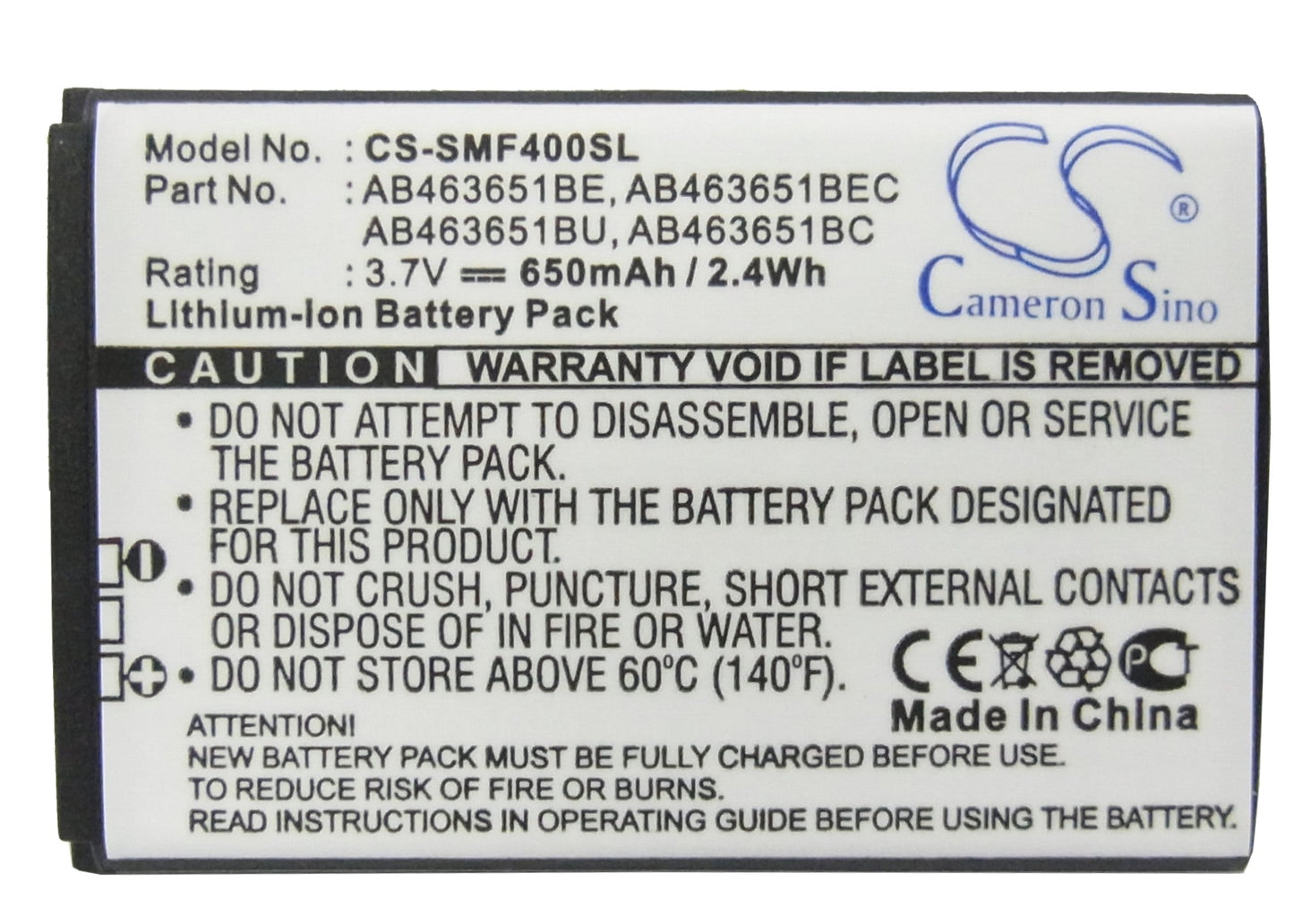 Replacement Battery for Samsung Blade – Mobile, SmartPhone – 650mAh / 2.41Wh / 3.7V