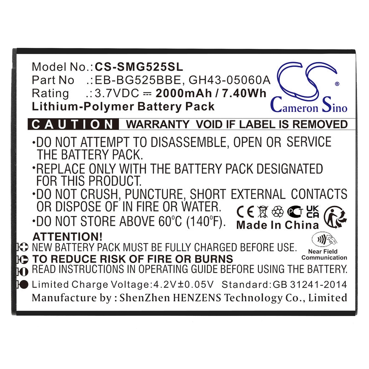 Replacement Battery for Samsung Galaxy XCover 5 – Mobile, SmartPhone – 2000mAh / 7.4Wh / 3.7V