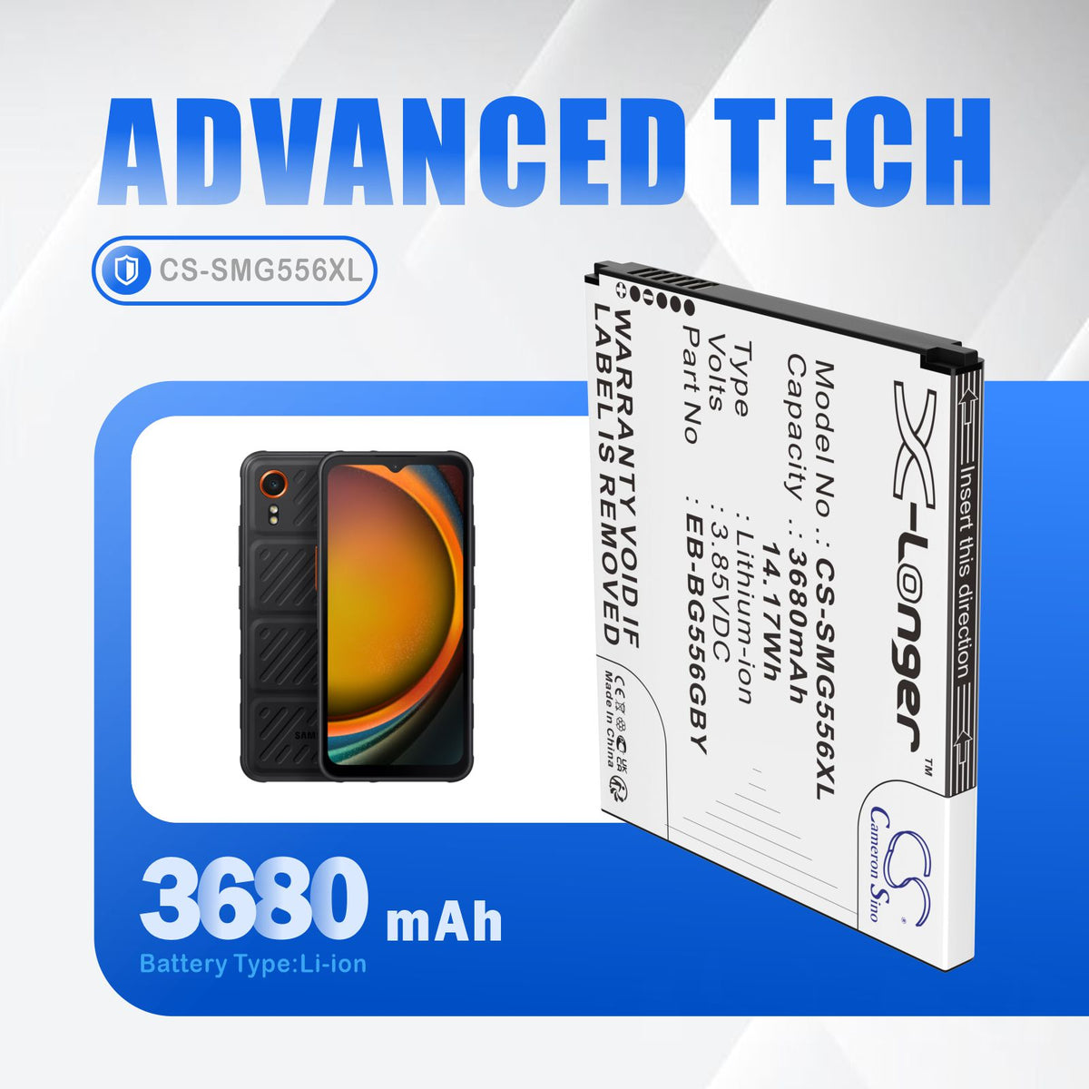 Replacement Battery for Samsung Galaxy XCover7 5G – Mobile, SmartPhone – 3680mAh / 3.85V