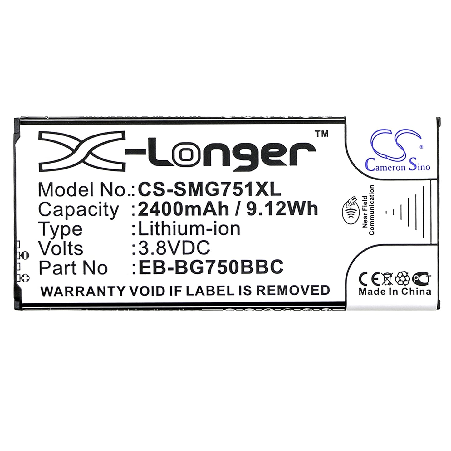 Replacement Battery for Samsung Galaxy Mega 2 – Mobile, SmartPhone – 2400mAh / 9.12Wh / 3.8V