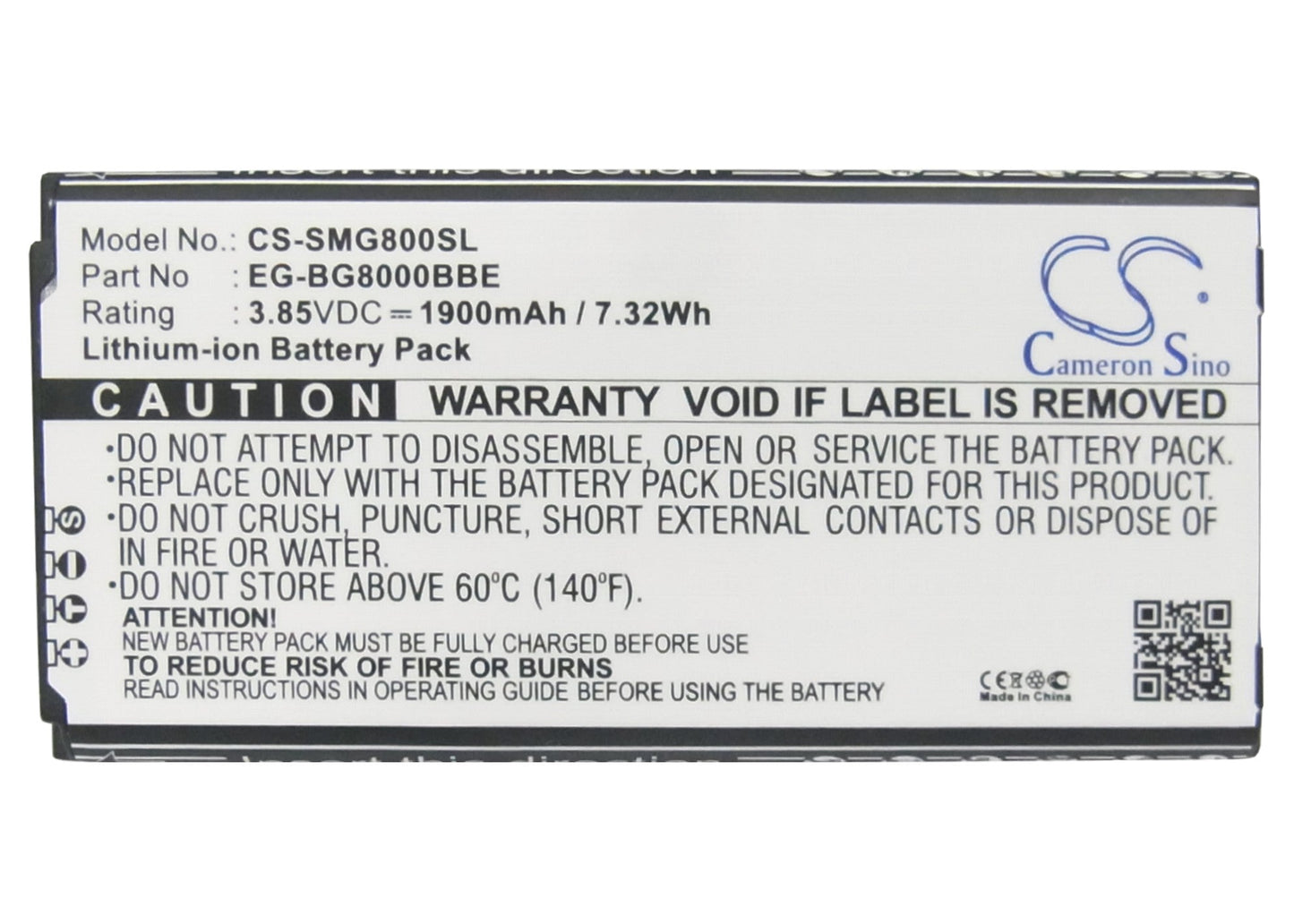 Replacement Battery for Samsung Galaxy S5 Dx – Mobile, SmartPhone – 1900mAh / 7.32Wh / 3.85V
