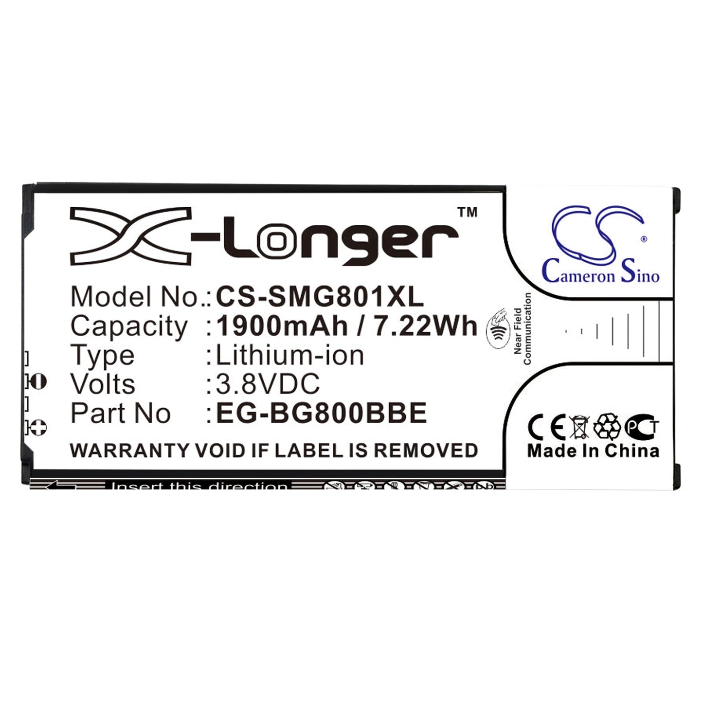 Replacement Battery for Samsung Galaxy S5 Dx – Mobile, SmartPhone – 1900mAh / 7.22Wh / 3.8V