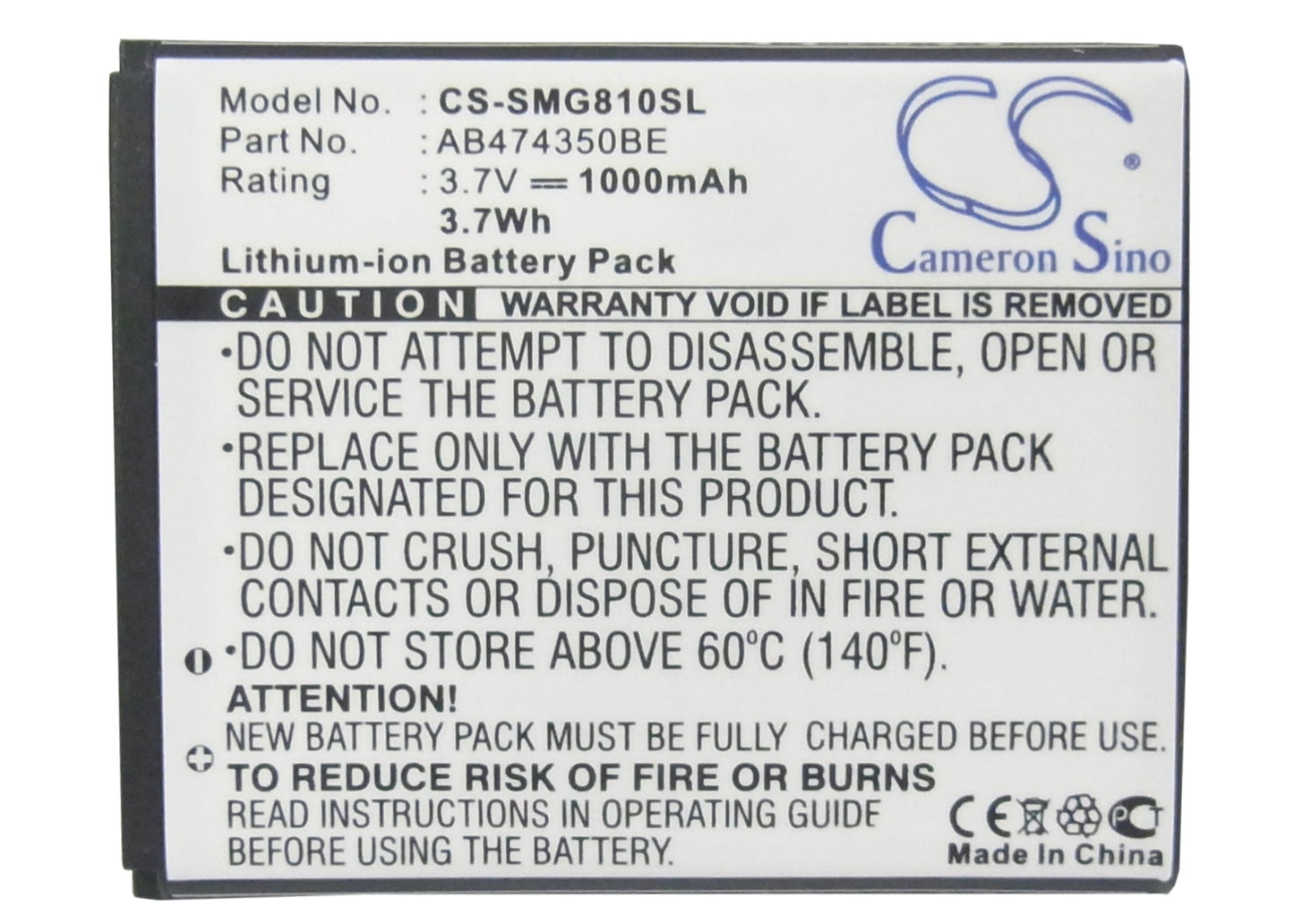 Replacement Battery for Samsung B5722 Duos – Mobile, SmartPhone – 1000mAh / 3.70Wh / 3.7V