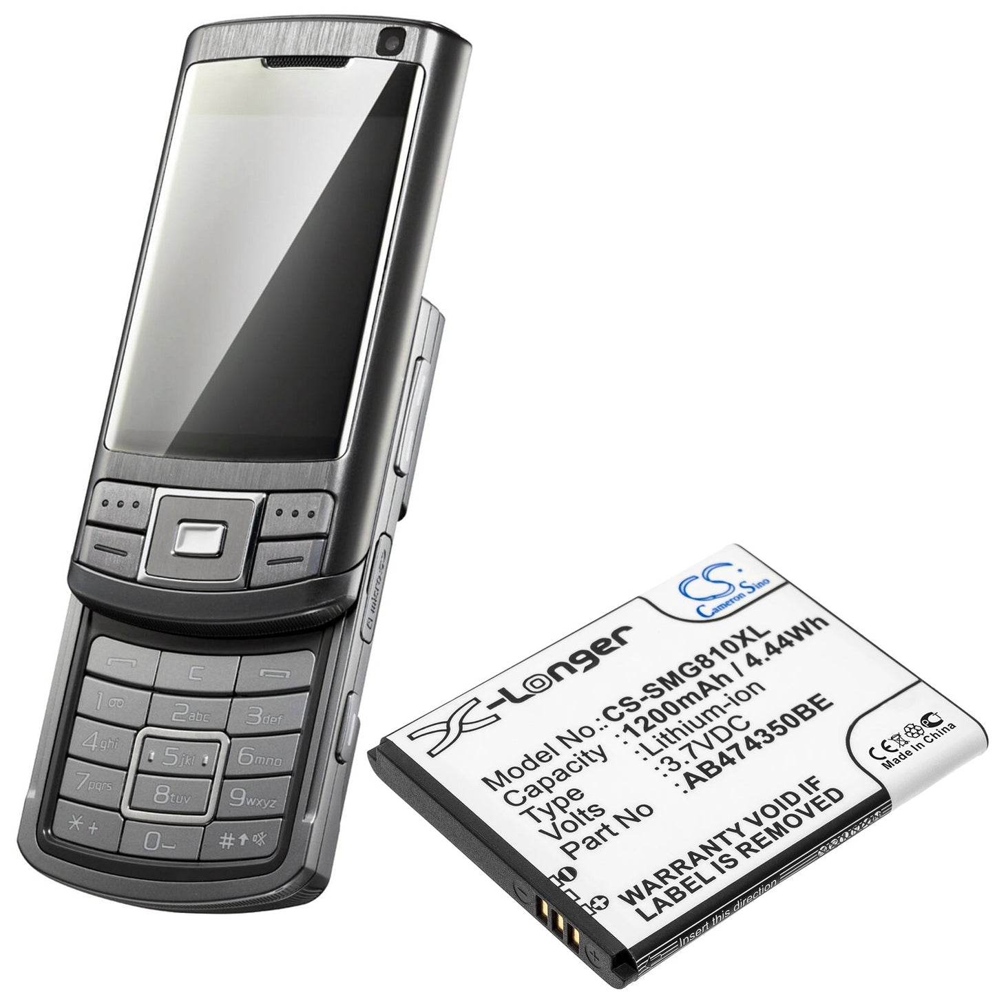 Replacement Battery for Samsung B5722 Duos – Mobile, SmartPhone – 1200mAh / 4.44Wh / 3.7V