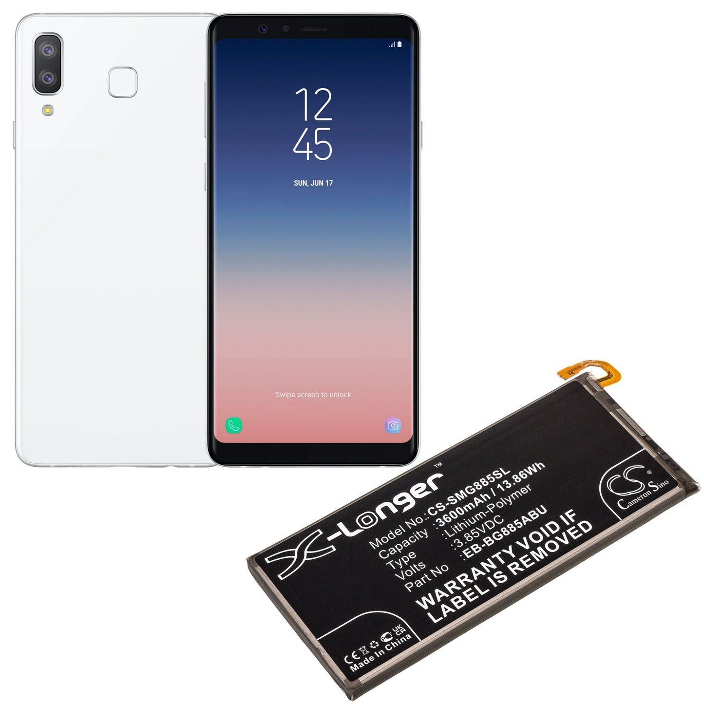 Replacement Battery for Samsung Galaxy A8 Star – Mobile, SmartPhone – 3600mAh / 13.86Wh / 3.85V