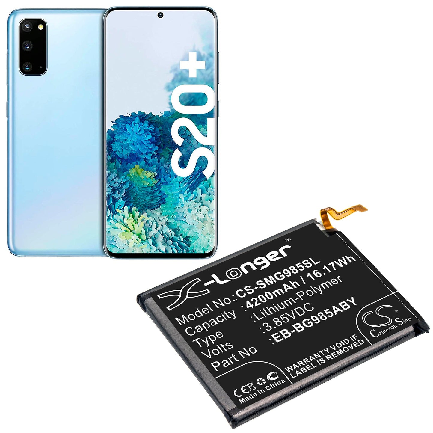 Replacement Battery for Samsung Galaxy S20 Plus – Mobile, SmartPhone – 4200mAh / 16.17Wh / 3.85V