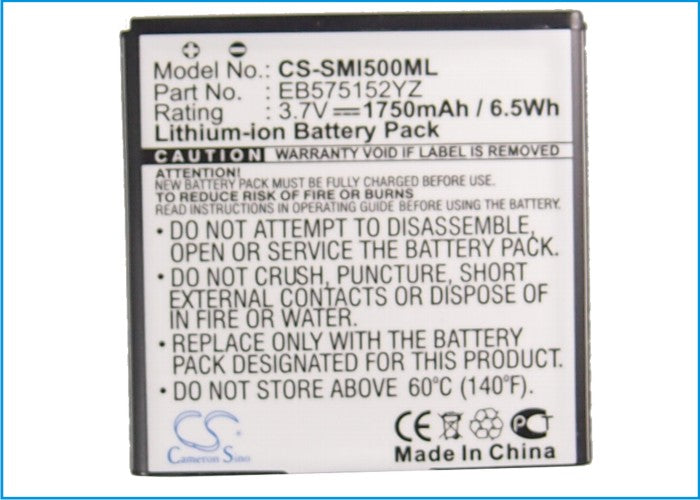 Replacement Battery for Verizon Fascinate – Mobile, SmartPhone – 1750mAh/6.5Wh / 3.7V