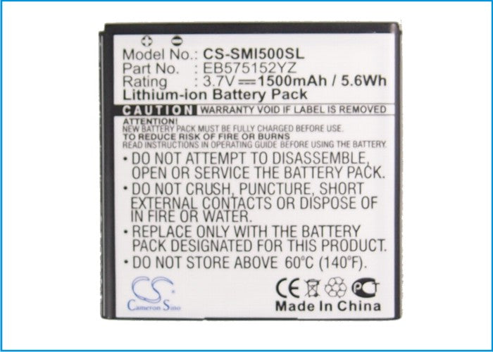 Replacement Battery for Samsung SCH-i500 – Mobile, SmartPhone – 1500mAh/5.55Wh / 3.7V