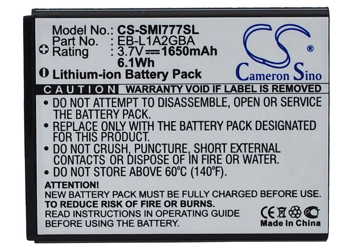 Replacement Battery for AT&T Galaxy S II – Mobile, SmartPhone – 1650mAh/6.1Wh / 3.7V