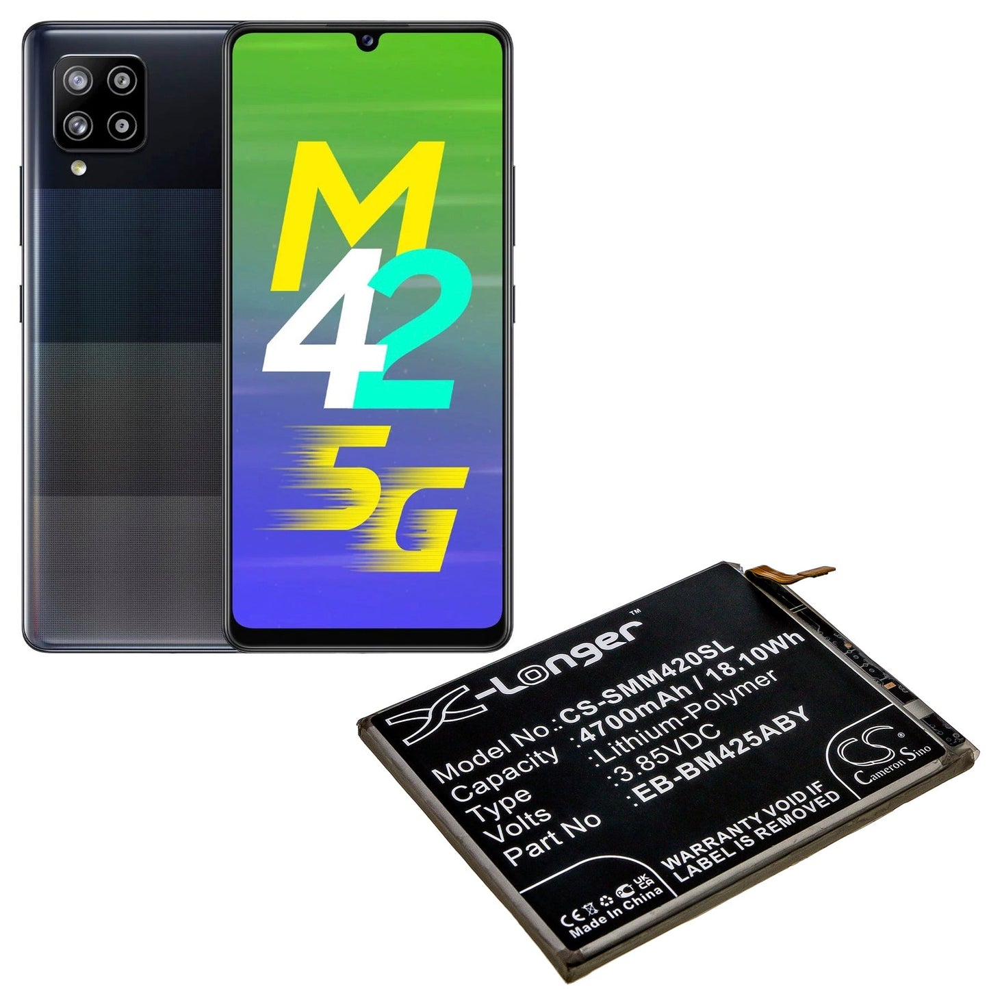 Replacement Battery for Samsung Galaxy M42 – Mobile, SmartPhone – 4700mAh / 18.10Wh / 3.85V