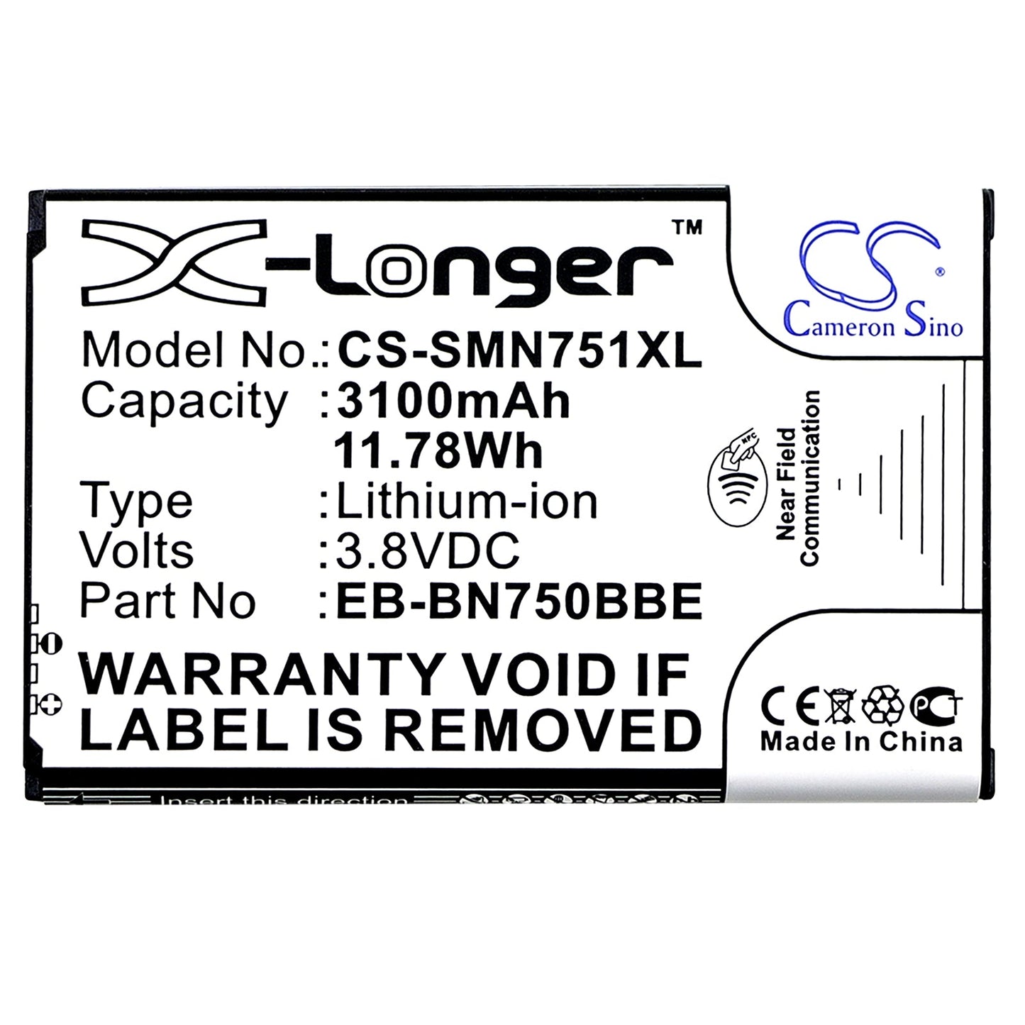 Replacement Battery for Samsung Galaxy Note 3 Mini – Mobile, SmartPhone – 3100mAh / 11.78Wh / 3.8V