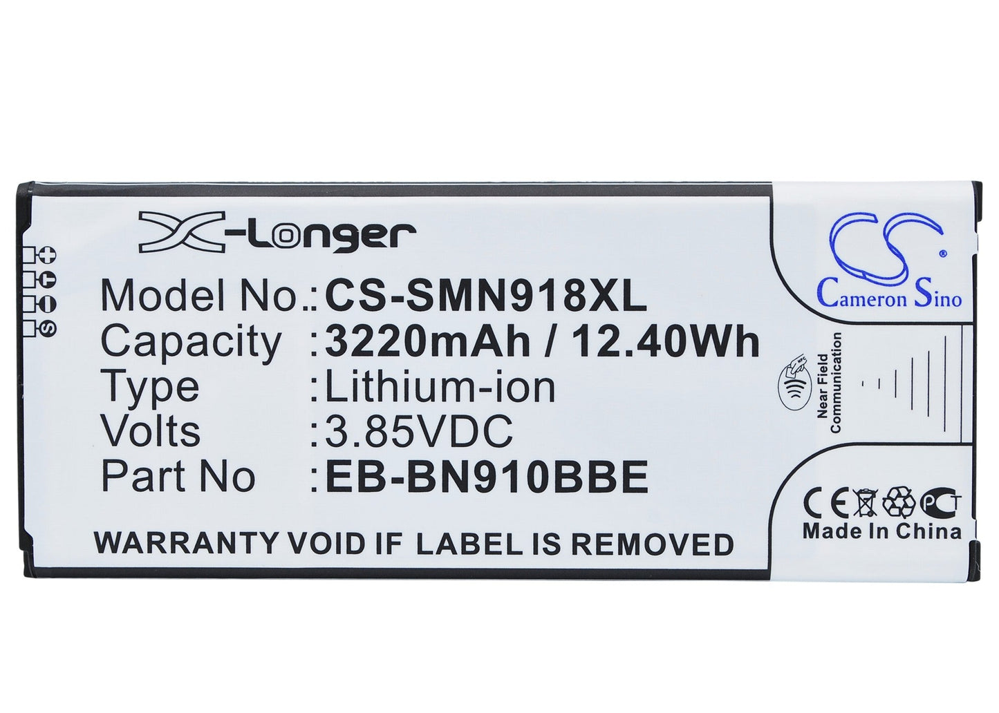 Replacement Battery for Samsung Galaxy Note 4 – Mobile, SmartPhone – 3220mAh / 12.40Wh / 3.85V