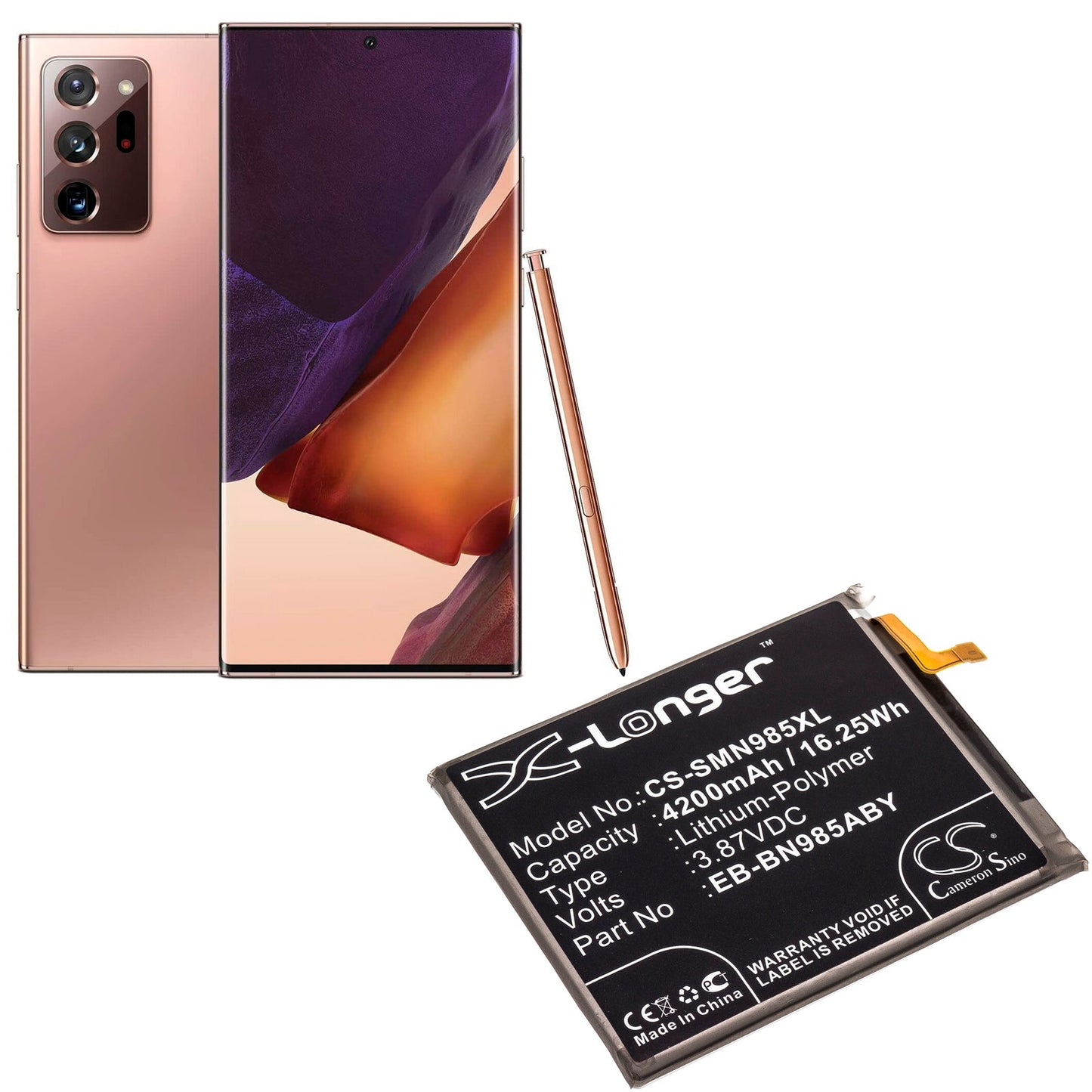 Replacement Battery for Samsung Galaxy Note 20 Ultra – Mobile, SmartPhone – 4200mAh / 16.25Wh / 3.87V