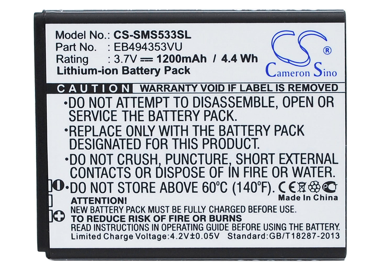 Replacement Battery for Samsung Dart – Mobile, SmartPhone – 1200mAh / 4.44Wh / 3.7V