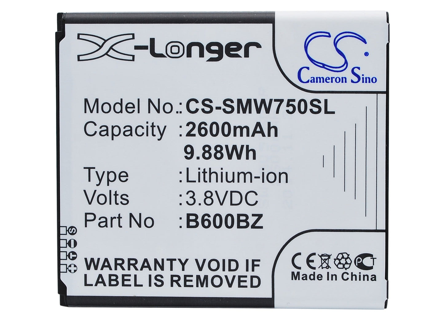 Replacement Battery for Verizon SM-W750V – Mobile, SmartPhone – 2600mAh / 9.88Wh / 3.8V