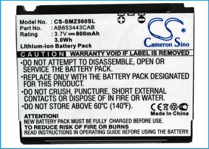 Replacement Battery for Samsung Behold SGH-T919 – Mobile, SmartPhone – 800mAh/2.96Wh / 3.7V