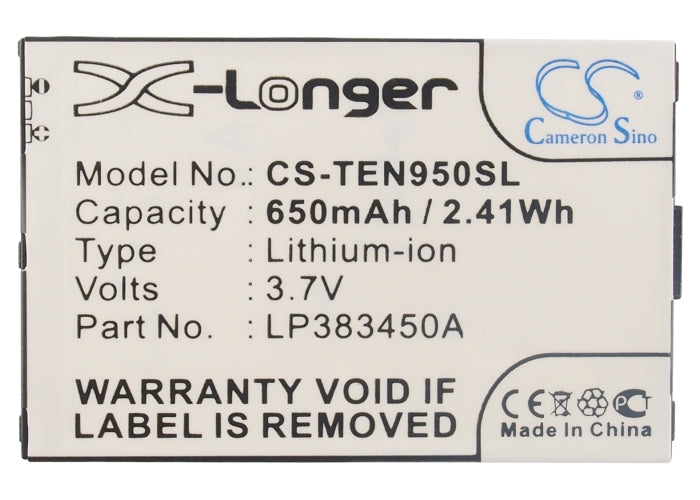 Replacement Battery for TELEFUNKEN eurofon T95 – Mobile, SmartPhone – 650mAh/2.41Wh / 3.7V