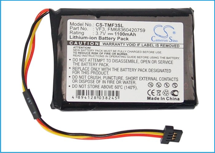 Replacement Battery for TomTom Go XL330S – GPS, Navigator – 1100mAh / 4.07Wh / 3.7V