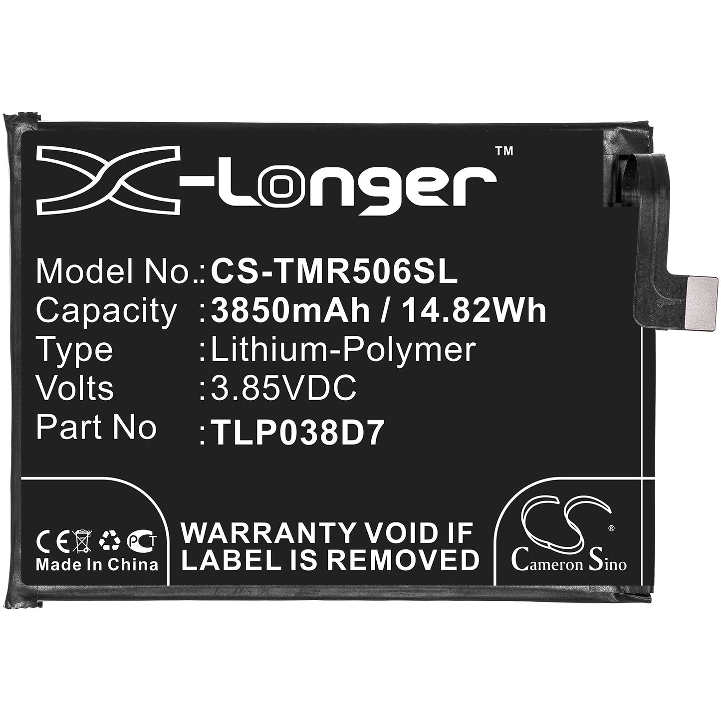 Replacement Battery for Alcatel | T-Mobile | TCL | Verizon 3L 2020 – Mobile, SmartPhone – 3850mAh / 3.85V - image 3