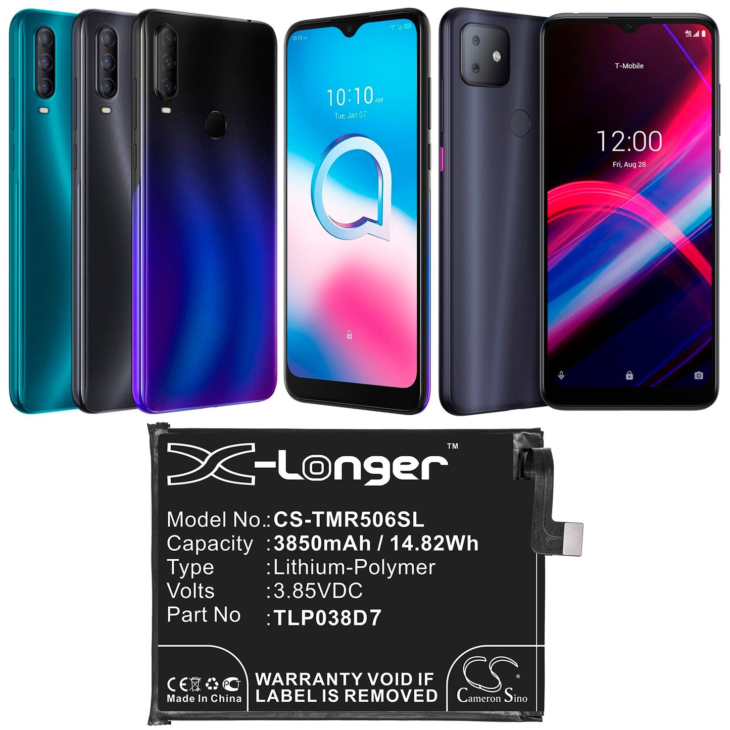 Replacement Battery for TCL 10 SE – Mobile, SmartPhone – 3850mAh / 14.82Wh / 3.85V