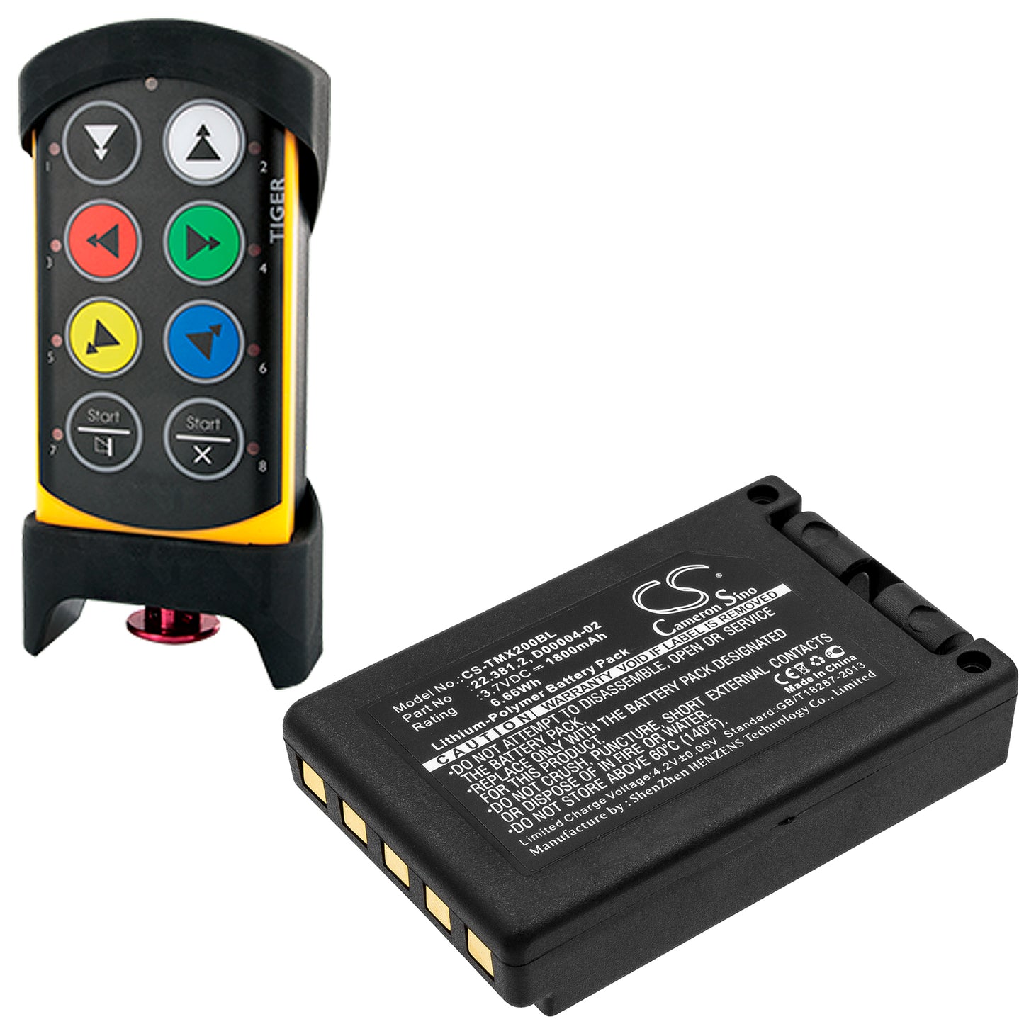 Replacement Battery for Teleradio Transmitter Tele Radio TG-TXMNL – Crane Remote Control – 1800mAh / 3.7V - image 4