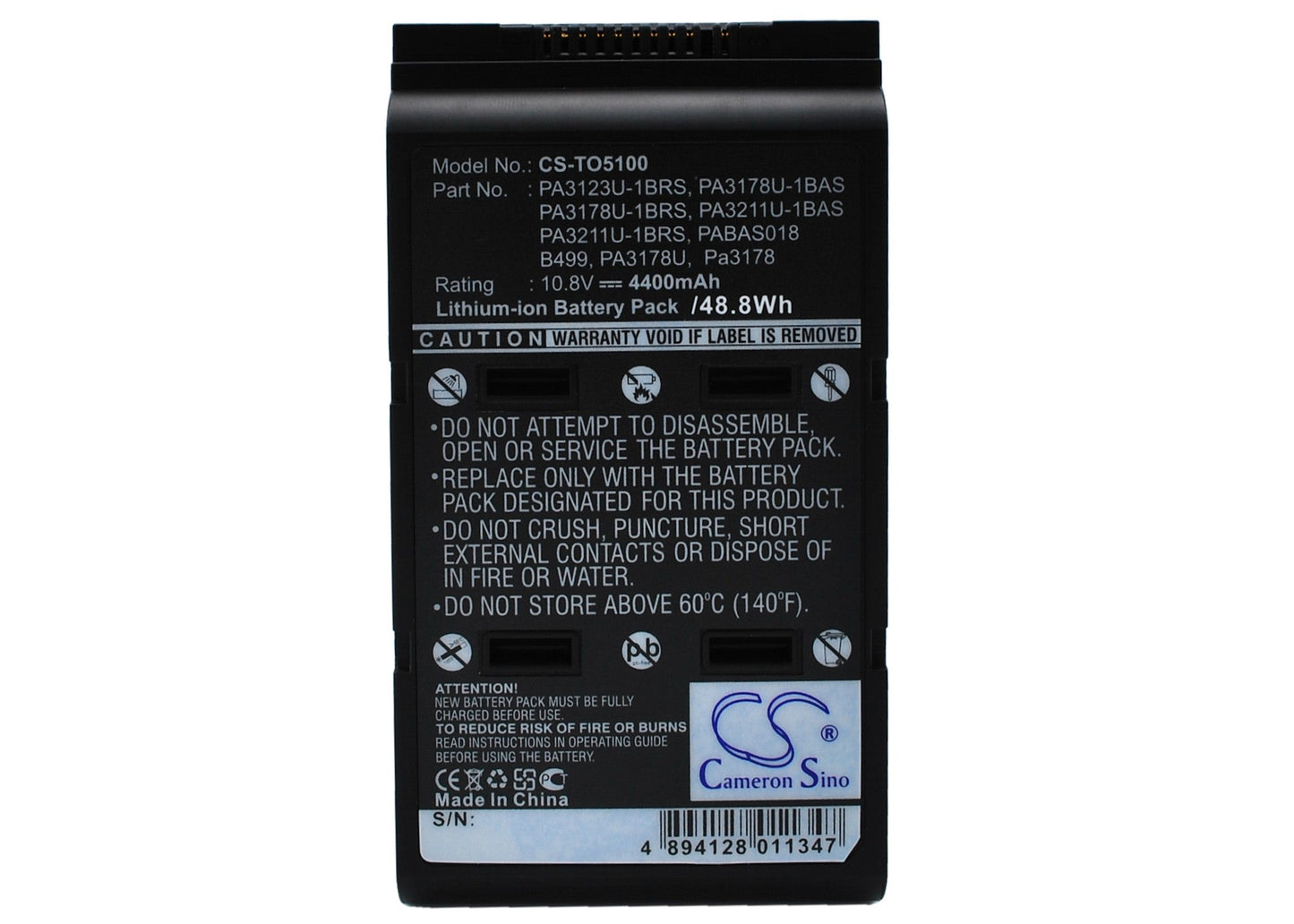 Replacement Battery for Toshiba Portege A100 – Notebook, Laptop – 4400mAh / 10.8V