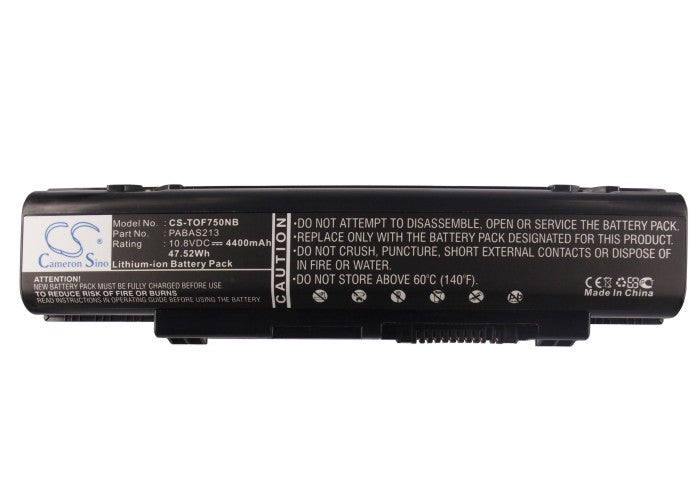 Replacement Battery for Toshiba Dynabook Qosmio T750 – Notebook, Laptop – 4400mAh / 47.52Wh / 10.8V