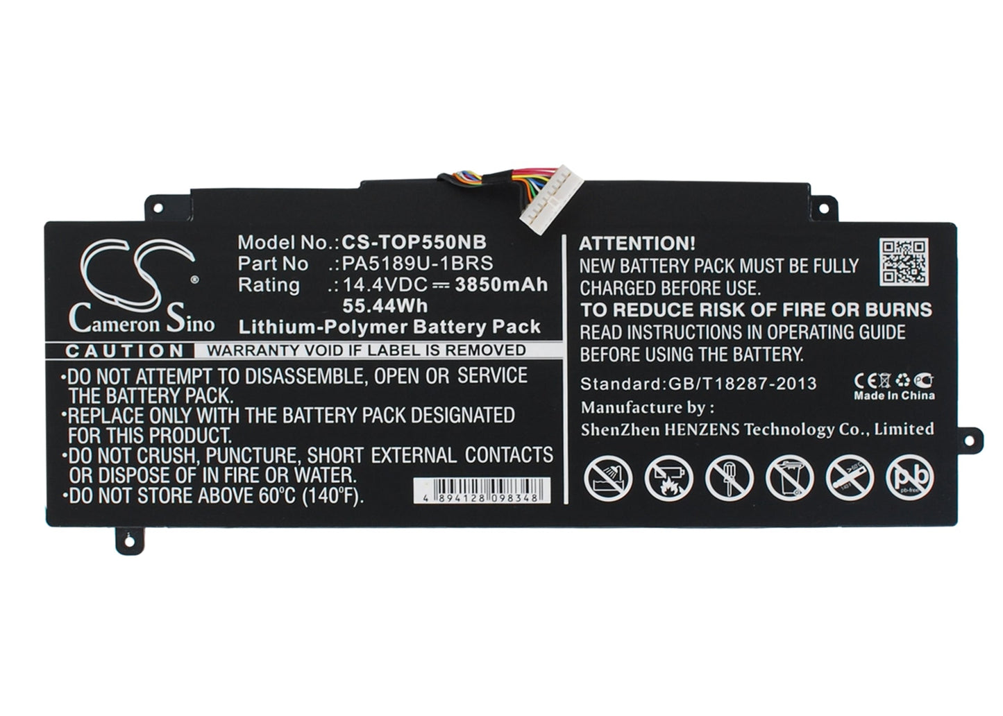 Replacement Battery for Toshiba Satellite P55W-B – Notebook, Laptop – 3850mAh / 14.4V - image 1