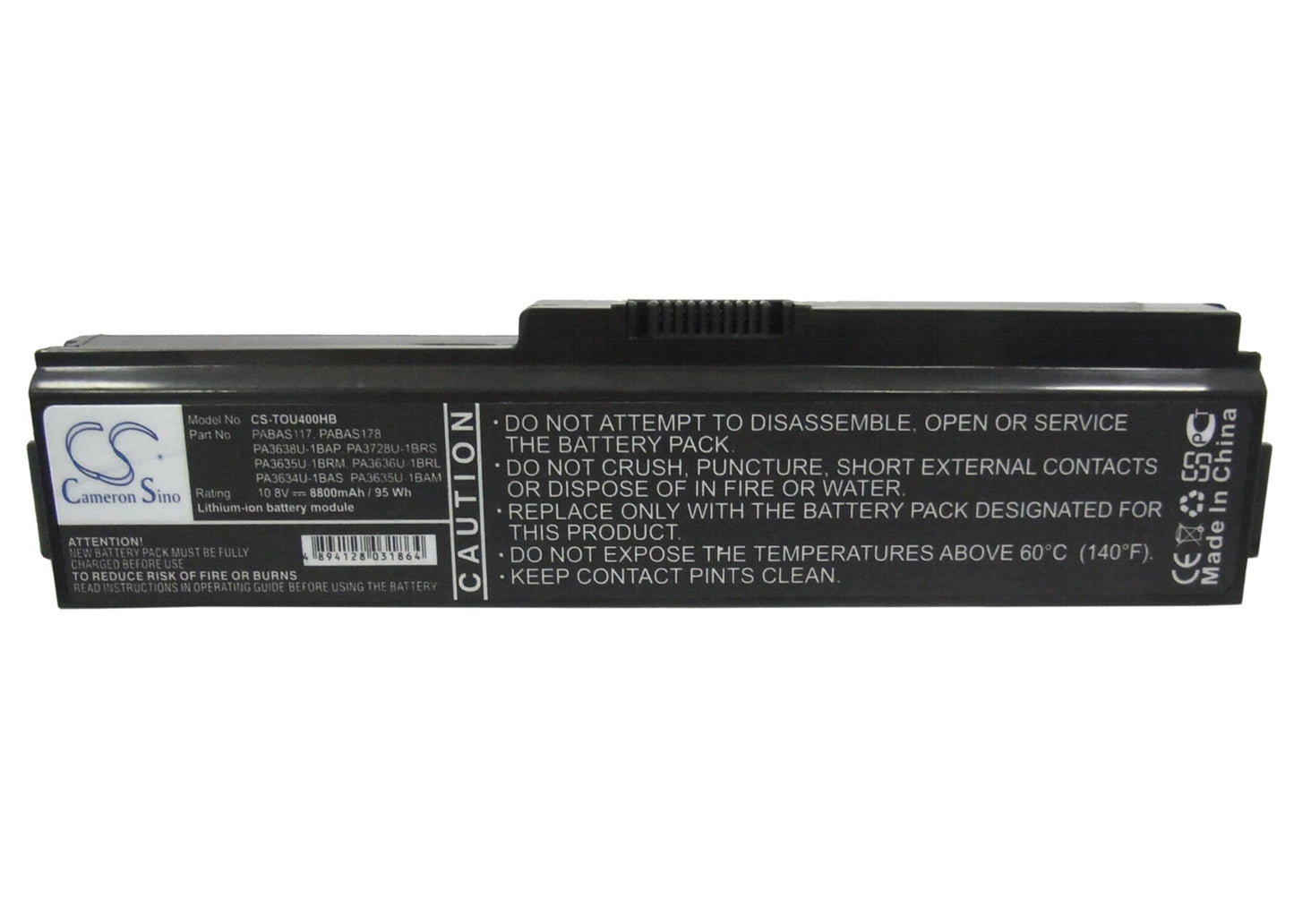 Replacement Battery for Toshiba Equium U400 – Notebook, Laptop – 8800mAh / 95.04Wh / 10.8V
