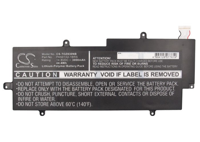 Replacement Battery for Toshiba Portege Z830 – Notebook, Laptop – 3000mAh / 44.40Wh / 14.8V