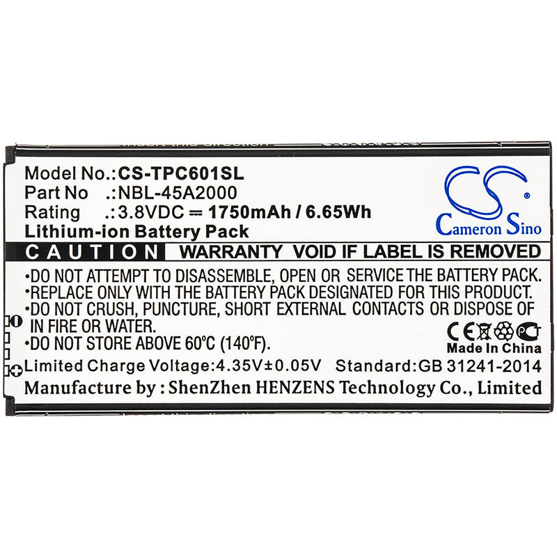 Replacement Battery for Neffos C5L – Mobile, SmartPhone – 1750mAh / 6.65Wh / 3.8V