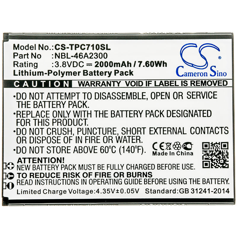 Replacement Battery for TP-Link Neffos C7a – Mobile, SmartPhone – 2000mAh / 7.60Wh / 3.8V