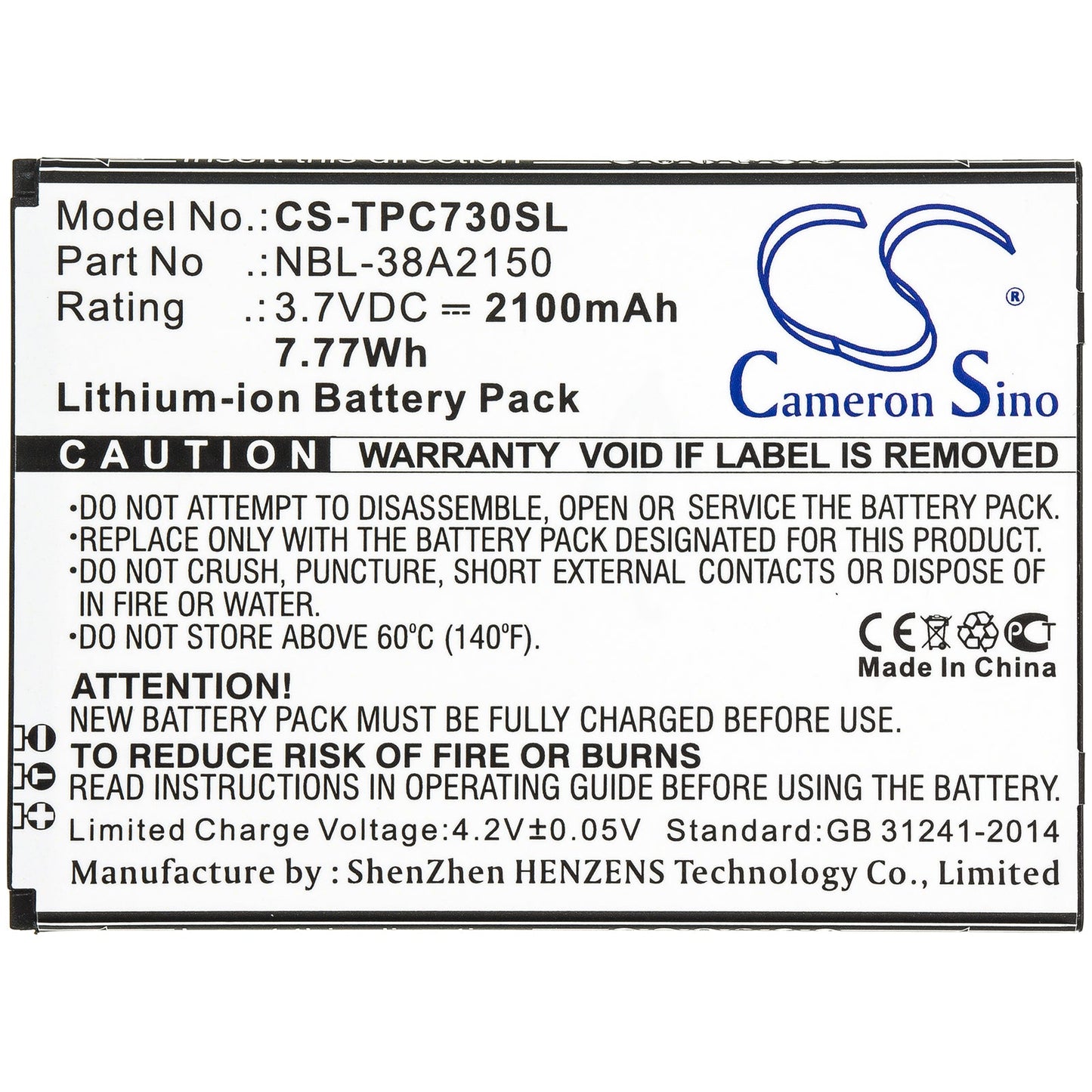 Replacement Battery for Neffos C7 Lite – Mobile, SmartPhone – 2100mAh / 7.77Wh / 3.7V
