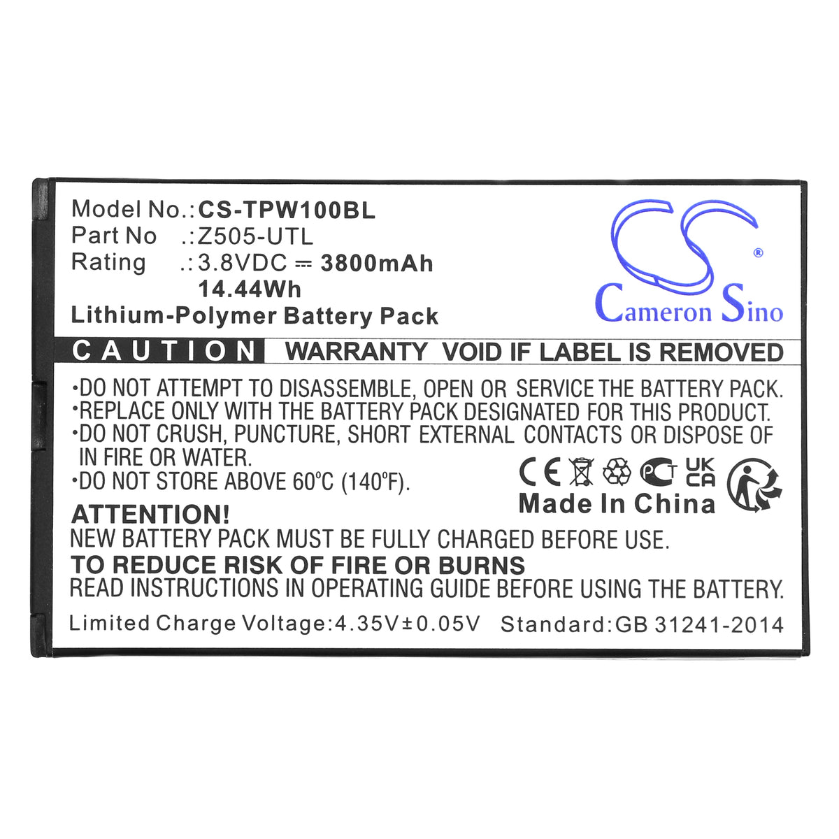 Replacement Battery for Topwise T1 – Payment Terminal – 3800mAh / 3.8V
