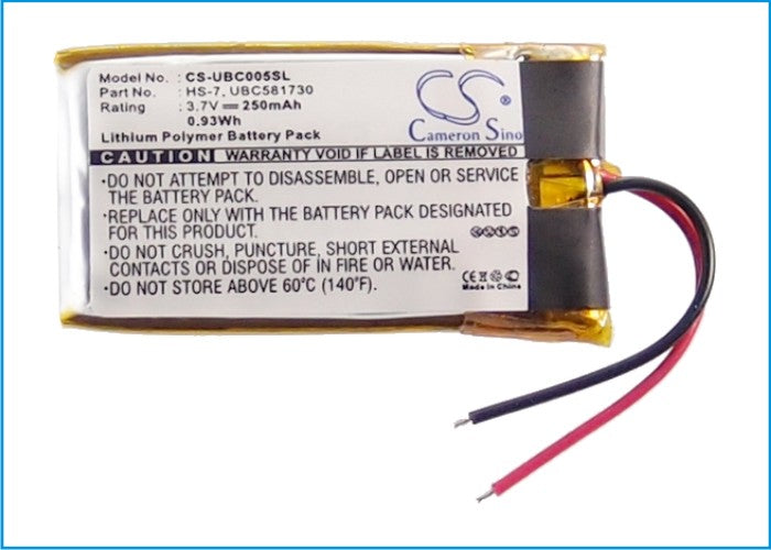Replacement Battery for Ultralife UBC005 – Wireless Headset – 250mAh / 3.7V