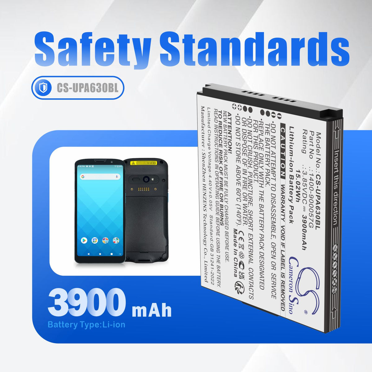 Replacement Battery for Unitech EA630 – Barcode Scanner – 3900mAh / 3.85V