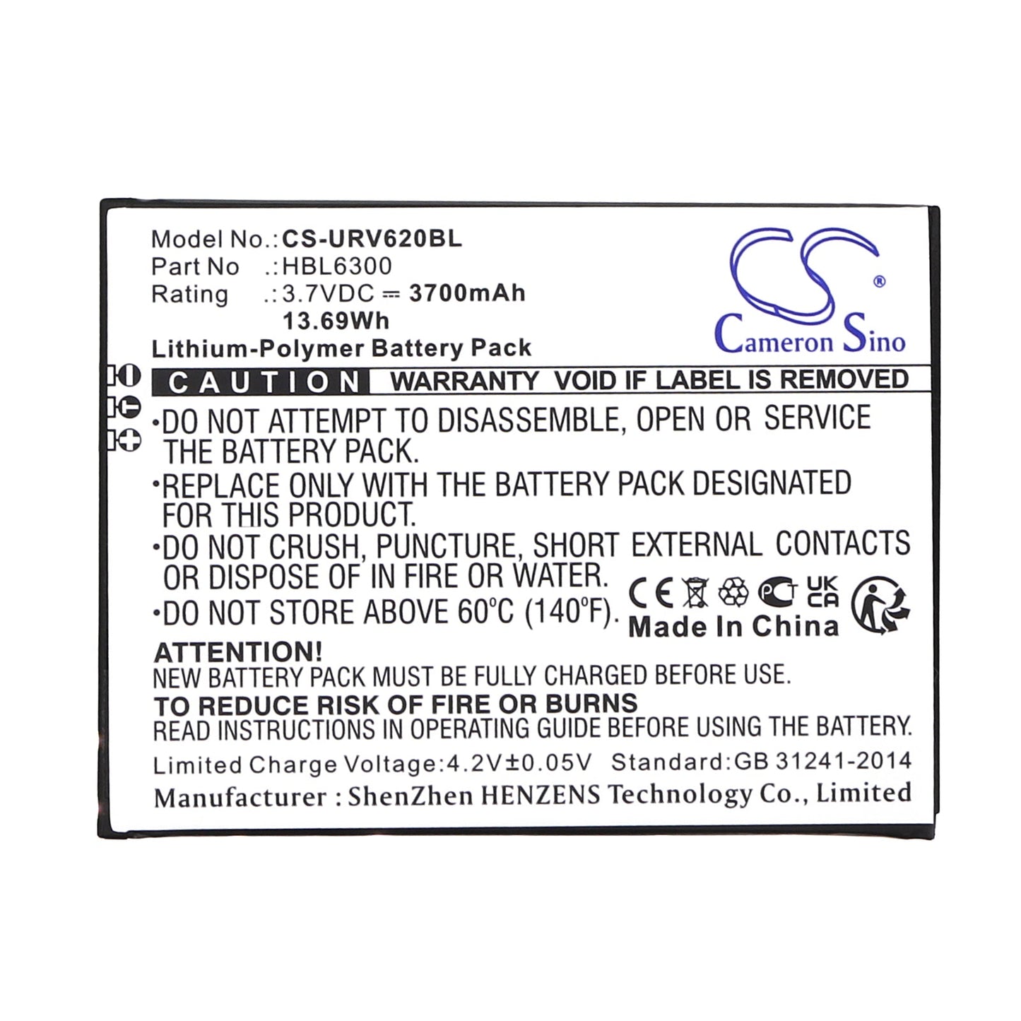 Replacement Battery for Urovo i6200 – Barcode Scanner – 3700mAh / 13.69Wh / 3.7V
