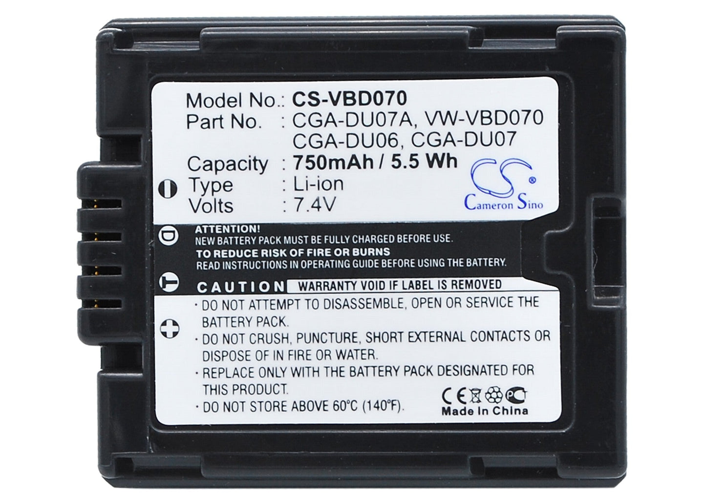 Replacement Battery for HITACHI DZ-BD70 – Camera – 750mAh / 7.4V