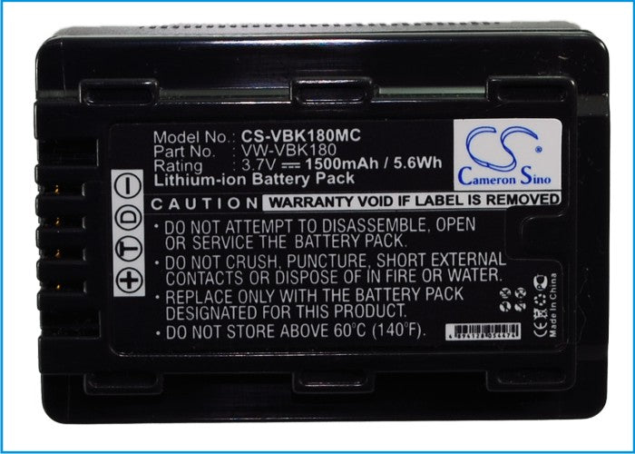 Replacement Battery for Panasonic HC-V10 – Camera – 1500mAh / 3.7V