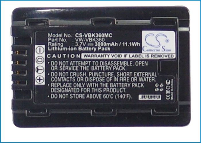 Replacement Battery for Panasonic HC-V10 – Camera – 3000mAh / 3.7V