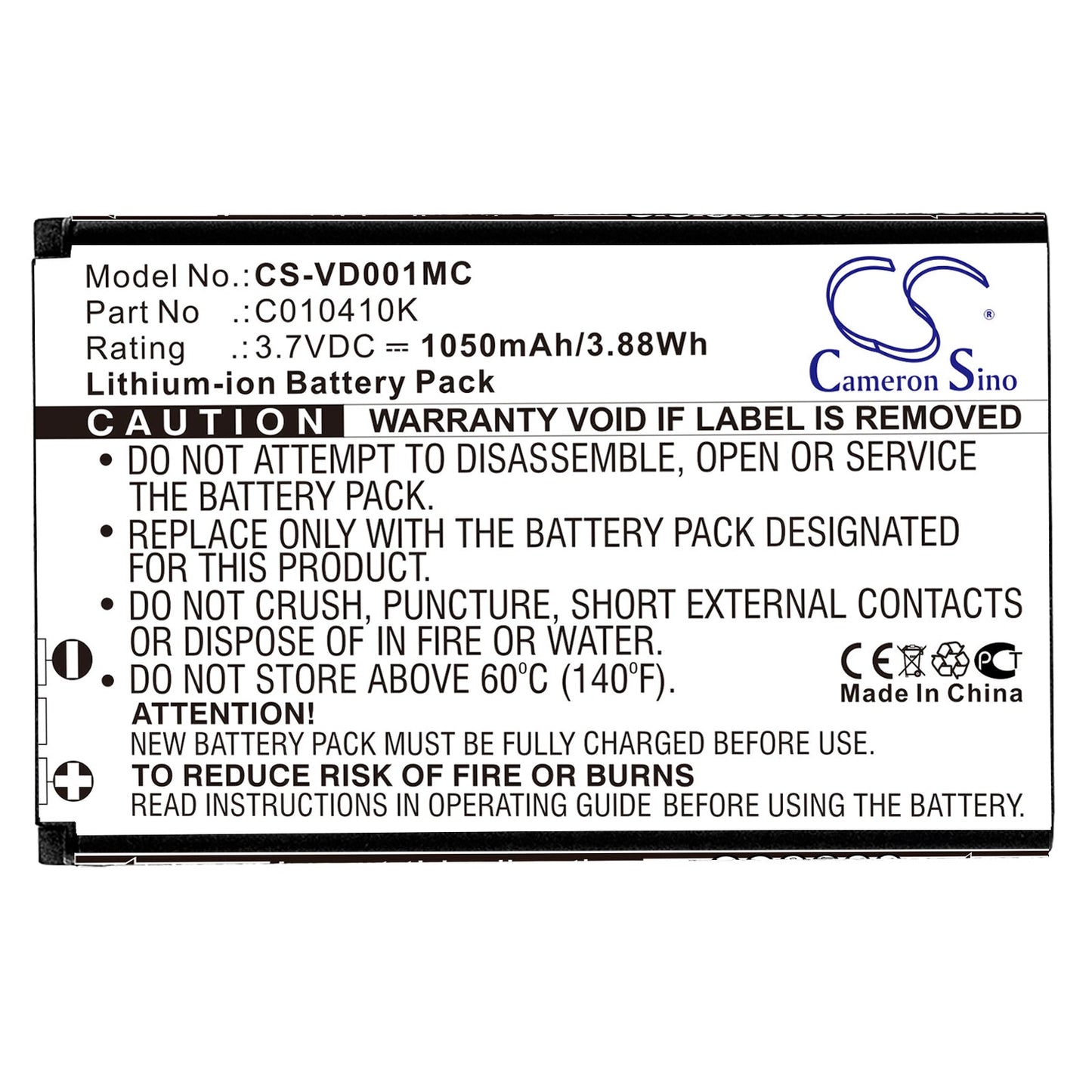 Replacement Battery for BlueWalker mini Media Center – Camera – 1050mAh / 3.89Wh / 3.7V
